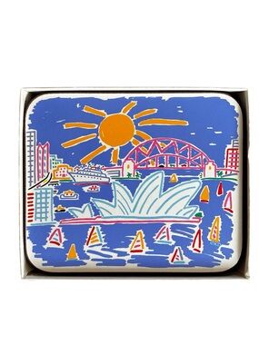 Ken Done coasters,illustration of the Sydney Opera House and Harbour Bridge